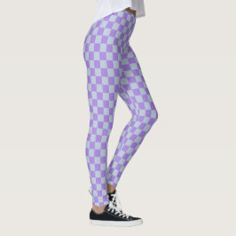 Zacht blauw en lavendel geruit leggings