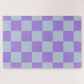 Zacht blauw en lavendel geruit legpuzzel (Horizontaal)