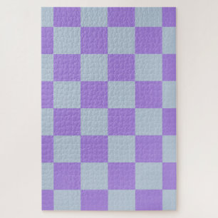Zacht blauw en lavendel geruit legpuzzel