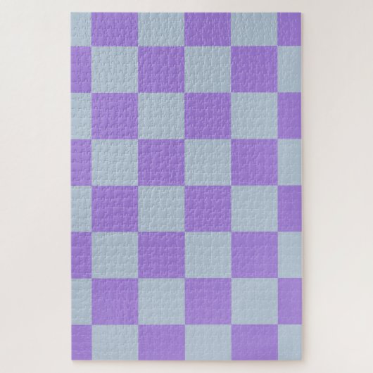 Zacht blauw en lavendel geruit legpuzzel (Verticaal)