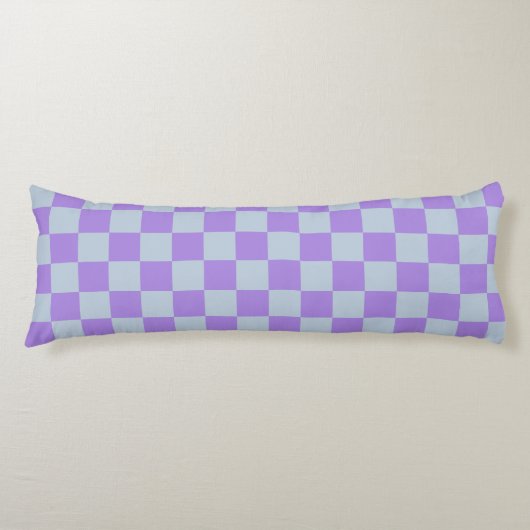 Zacht blauw en lavendel geruit lichaamskussen (Voorkant)