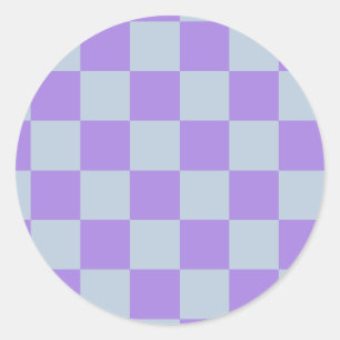 Zacht blauw en lavendel geruit ronde sticker