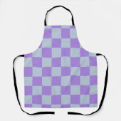 Zacht blauw en lavendel geruit schort (Voorkant)
