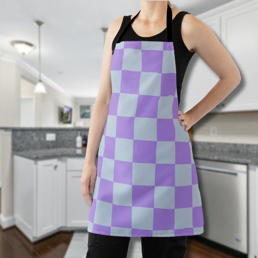 Zacht blauw en lavendel geruit schort