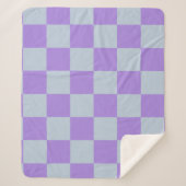 Zacht blauw en lavendel geruit sherpa deken (Voorkant)