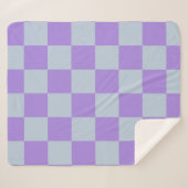 Zacht blauw en lavendel geruit sherpa deken (Voorkant (horizontaal))
