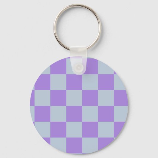 Zacht blauw en lavendel geruit sleutelhanger (Voorkant)