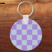 Zacht blauw en lavendel geruit sleutelhanger (Voorkant)