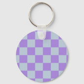 Zacht blauw en lavendel geruit sleutelhanger (Achterkant)