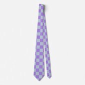 Zacht blauw en lavendel geruit stropdas (Voorkant)