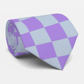 Zacht blauw en lavendel geruit stropdas (Opgerold)