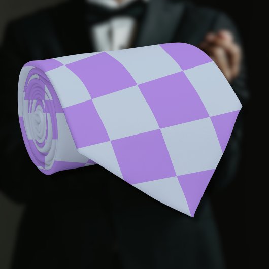 Zacht blauw en lavendel geruit stropdas