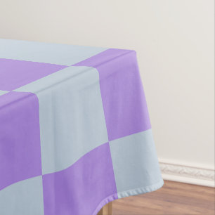 Zacht blauw en lavendel geruit tafelkleed