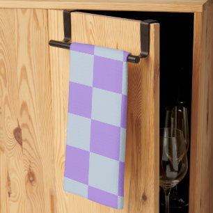 Zacht blauw en lavendel geruit theedoek