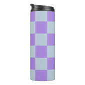 Zacht blauw en lavendel geruit thermosbeker (Geroteerd rechts)