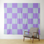 Zacht blauw en lavendel geruit wandkleed (In Situ (horizontaal))