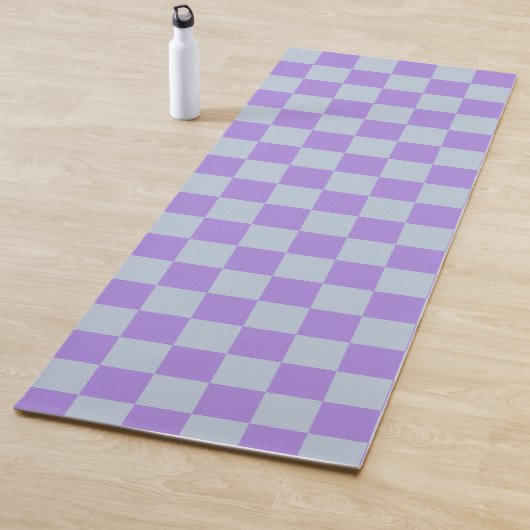 Zacht blauw en lavendel geruit yogamat (In situ)