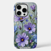 Zacht blauw en Paarse bloemenschilderij Case-Mate iPhone Case (Achterkant)