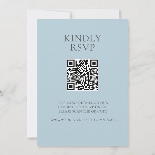 Zacht Blauw en Roze Bloemen klassieke QR CODE RSVP Kaart (Achterkant)