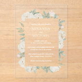 Zacht Blauw en Roze Bloemen Lente Botanisch Acryl Uitnodigingen (Voorkant)