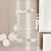 Zacht Blauw en Roze Bloemen Lente Botanisch Acryl Uitnodigingen