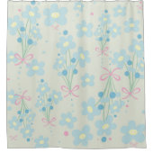 Zacht blauw en roze harmonie douchegordijn (Voorkant)