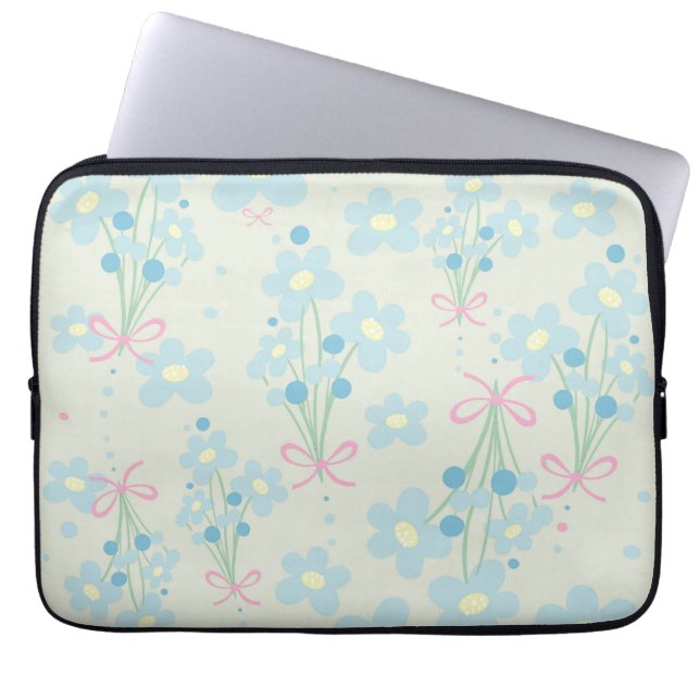 Zacht blauw en roze harmonie laptop sleeve (Voorkant)