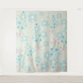 Zacht blauw en roze harmonie wandkleed (Voorkant)