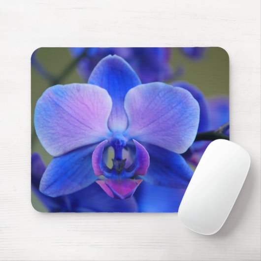 Zacht blauw en roze orchidee Mousepad Muismat (Met muis)