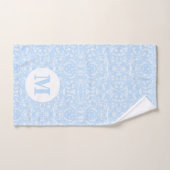 Zacht blauw en wit botanisch met monogram bad handdoek (Handdoek)