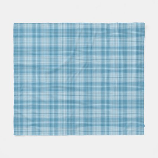 Zacht Blauw en Wit Plaid Fleece Deken (Voorkant (Horizontaal))