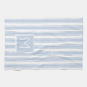 Zacht Blauw en Wit Ticking Streep Monogram Theedoek (Horizontaal)