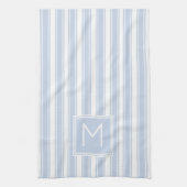 Zacht Blauw en Wit Ticking Streep Monogram Theedoek (Verticaal)