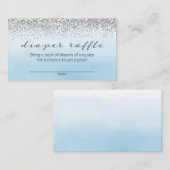 Zacht blauw en zilver Baby shower luier Raffle Informatiekaartje (Voorkant / Achterkant)