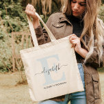 Zacht Blauw Gepersonaliseerd Bridal Bridesmaid Gif Tote Bag<br><div class="desc">Op zoek naar het perfecte cadeau voor je bruidsmeisjes? Kijk niet verder dan onze zachte blauwe gepersonaliseerde canvas tassen! Elke canvas tas is gepersonaliseerd met de initialen van uw bruidsmeisje en kan worden gemaakt in elke kleur die u kiest. Ideaal voor het dragen van al je spullen voor de trouwdag......</div>