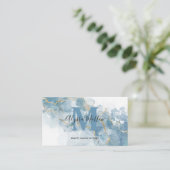 Zacht Blauw Glitter Monogram Naam Initiaal Visitekaartje (Staand voorkant)