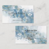 Zacht Blauw Glitter Monogram Naam Initiaal Visitekaartje (Voorkant / Achterkant)