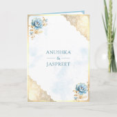 Zacht Blauw Goud Kant Bloemen Indiase Peacock Brui (Voorkant)