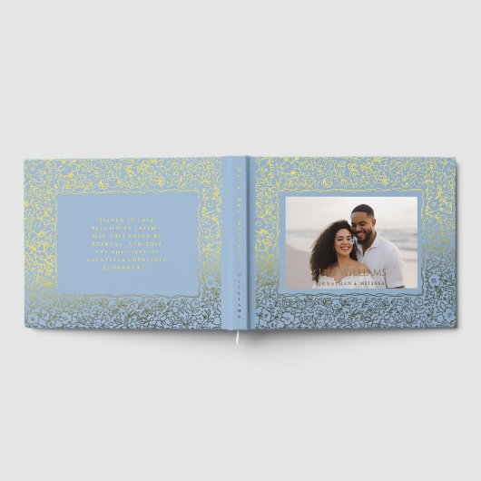 Zacht Blauw Gouden Folie Wedding Guestbooks Beach Gastenboek (Volledig)