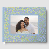 Zacht Blauw Gouden Folie Wedding Guestbooks Beach Gastenboek (Voorkant)