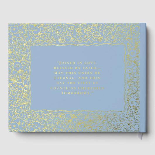 Zacht Blauw Gouden Folie Wedding Guestbooks Beach Gastenboek (Achterkant)