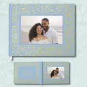 Zacht Blauw Gouden Folie Wedding Guestbooks Beach Gastenboek