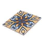 Zacht Blauw Grijs Crème Geel Bruin Etnische Tribe  Tegeltje (Zijkant)