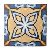 Zacht Blauw Grijs Crème Geel Bruin Etnische Tribe  Tegeltje (Voorkant)