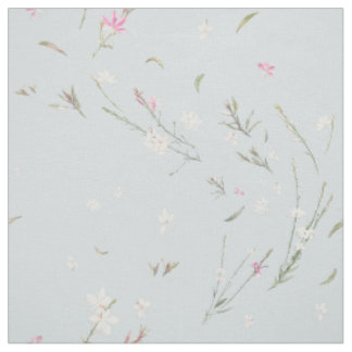 Zacht Blauw Grijs Gaura Waterverf Bloemmotief Stof