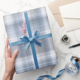 Zacht Blauw Grijs Kustmist Plaid Patroon Cadeaupapier