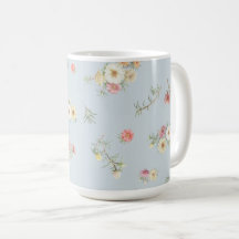 Zacht Blauw Grijs Mos Roos Waterverf Bloemmotief