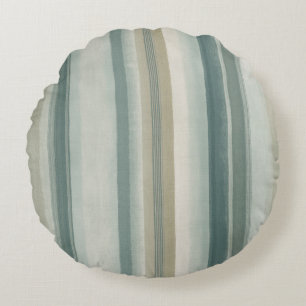 Zacht Blauw Groen Licht Teal Beige Verweerde Stree Rond Kussen