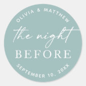 Zacht blauw groen repetitiediner | avond ervoor ronde sticker (Voorkant)