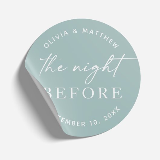 Zacht blauw groen repetitiediner | avond ervoor ronde sticker